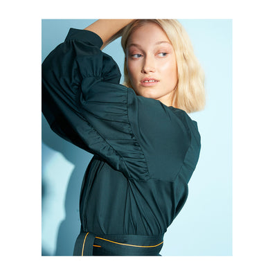 Dress "DUBLIN" cotton satin bottlegreen