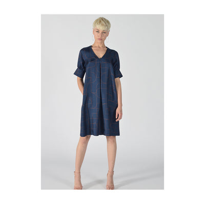 Dress "DORY" Lines print blue fancy