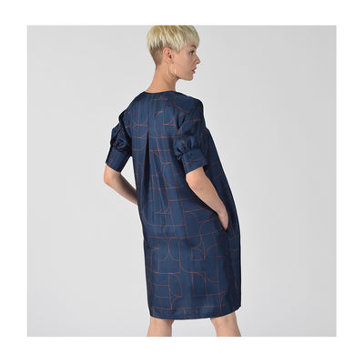 Dress "DORY" Lines print blue fancy