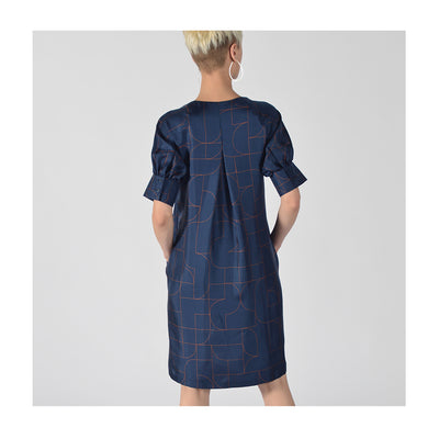 Dress "DORY" Lines print blue fancy