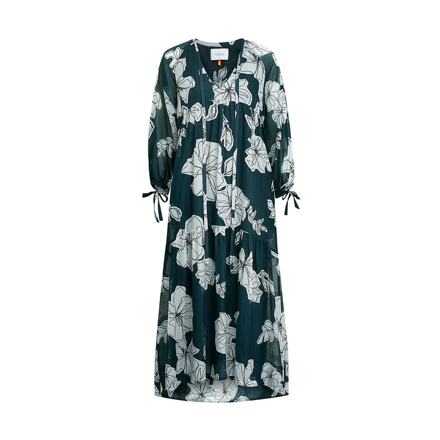 Dress "DOLCE" flower print greenbottle