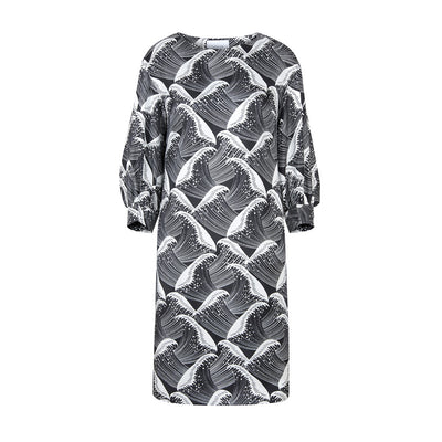 DRESS „KURRY“ JAPANESE WAVE BLACK AND WHITE