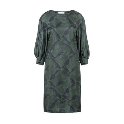 DRESS „KURRY“ JAPANESE WAVE FOREST GREEN