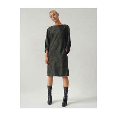 DRESS „KURRY“ JAPANESE WAVE FOREST GREEN