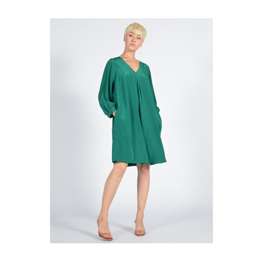 Dress "DALLAS" crepe de chine green