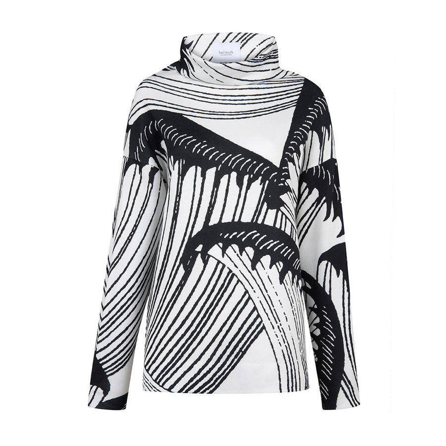 Sweater "SHARI" BIG WAVE print black and white
